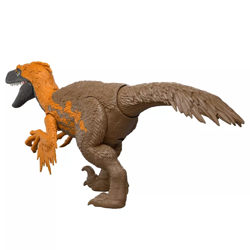 Jurassic World Rebirth Wild Roar Utahraptor dinozauru rotaļlieta, astes vadīts uzbrukums un rēciens