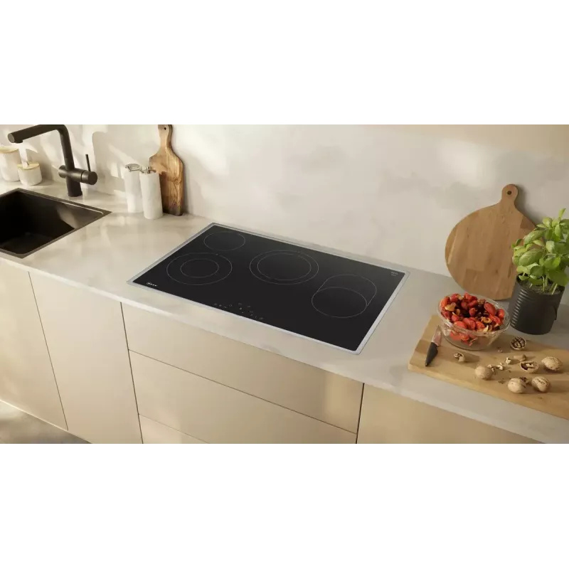 Plīts un cepeškrāsns komplekts NEFF B2CCG6AK3 + T18SDH9L0 — Stikla keramikas 4 zonu plīts, 71 L elektriskā cepeškrāsns, CircoTherm®