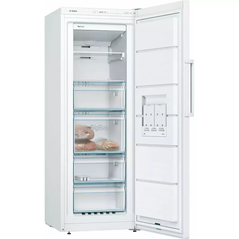 Brīvstāvošs saldētājs Bosch Serie 4 GSN29VWEP, 200 L, NoFrost, E klase, 1610×600×650 mm, balts