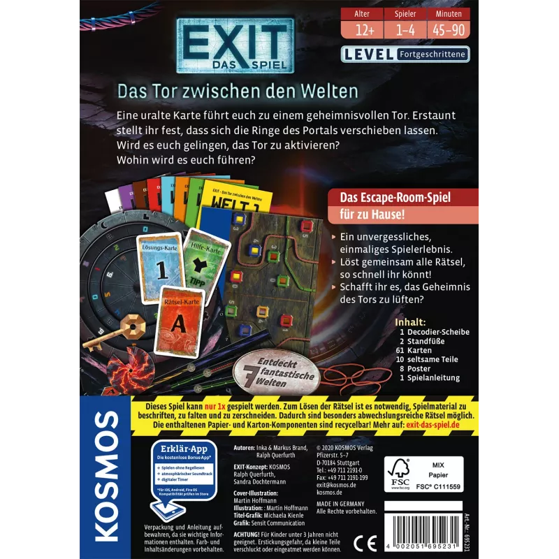 Kosmos 695231 EXIT - Das Tor zwischen den Welten ballīšu spēle, 1-4 spēlētāji, 12+