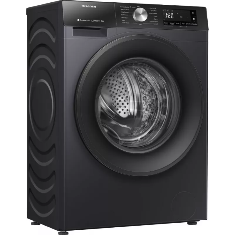 Veļas mazgājamā mašīna Hisense WF3S8043BB3, priekšējā ielāde, 8 kg, 1400 RPM, melna