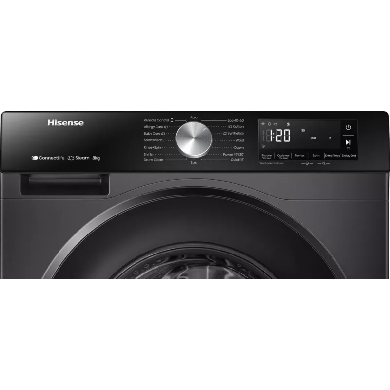 Veļas mazgājamā mašīna Hisense WF3S8043BB3, priekšējā ielāde, 8 kg, 1400 RPM, melna