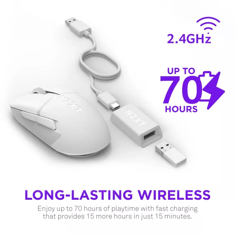 NZXT Lift Elite Wireless Gaming Pele Balta
