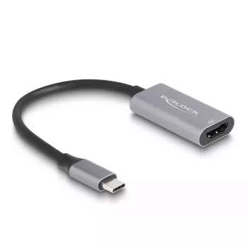 DeLOCK HDMI kabelis 0,15 m HDMI Type A sievišķais USB-C vīrišķais Melns Pelēks 60020