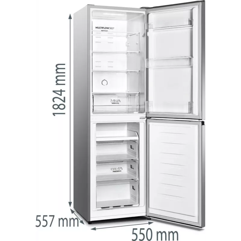 Gorenje NRK418DCS4 Brīvstāvošs Ledusskapis 256 L Pelēks