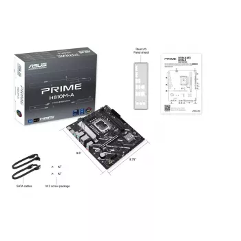 Mātesplate ASUS PRIME H810M-A-CSM — Intel H810, LGA 1851, microATX, 2× DDR5 DIMM (līdz 128 GB), 2× M.2, 4× SATA III, PCIe 4.0