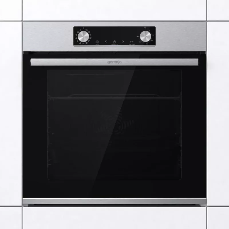 Gorenje BIGSPACE iebūvējamā elektriskā cepeškrāsns 77 L 3500 W — balta, skārienvadība un rotācijas pogas, halogēna lampa