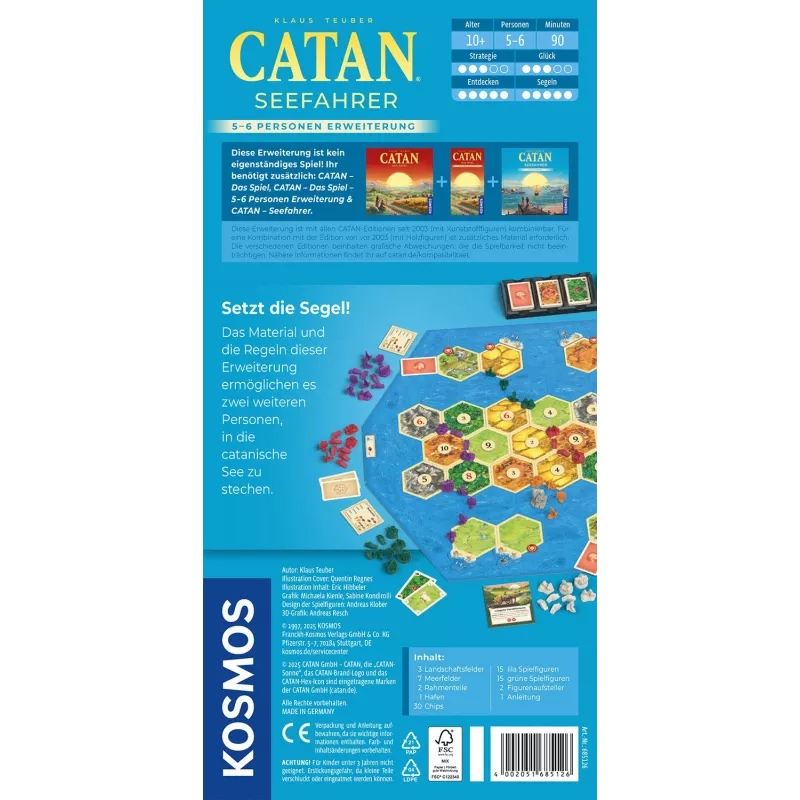 Kosmos 685126 CATAN - Seefahrer 5-6 spēlētāju galda spēles papildinājums, 5–6 spēlētāji, 120 min, no 10 gadiem