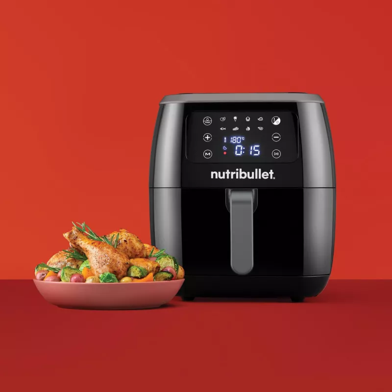 Gaisa fritieris NUTRIBULLET XXL Digital Air Fryer 7 L 1800 W Melns, 8 programmas, skārienvadība