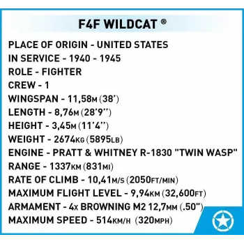 Būvējamais modelis COBI F4F Wildcat Northrop Grumman 375 detaļas