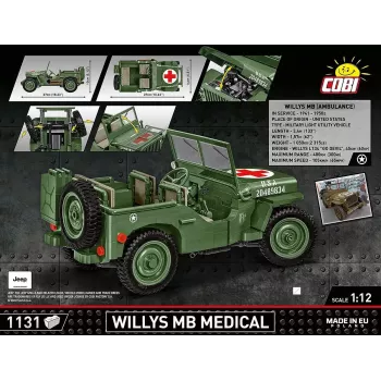 Būvkomplekts COBI Willys MB Medical 1131 gabali, vecumam no 10 gadiem
