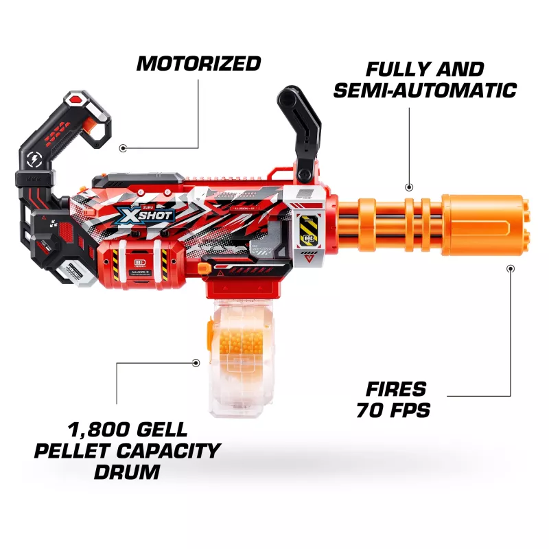 Gel blaster Zuru XSHOT Hyper Gel Gattlin Blaster — ātršāviena rotaļu blasteris ar rotējošu stobru