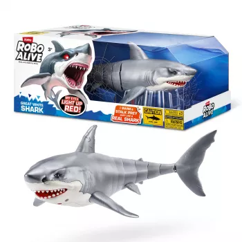 Zuru Robo Alive Great White Shark 71126 — interaktīva rotaļlieta haizivs ūdens rotaļām