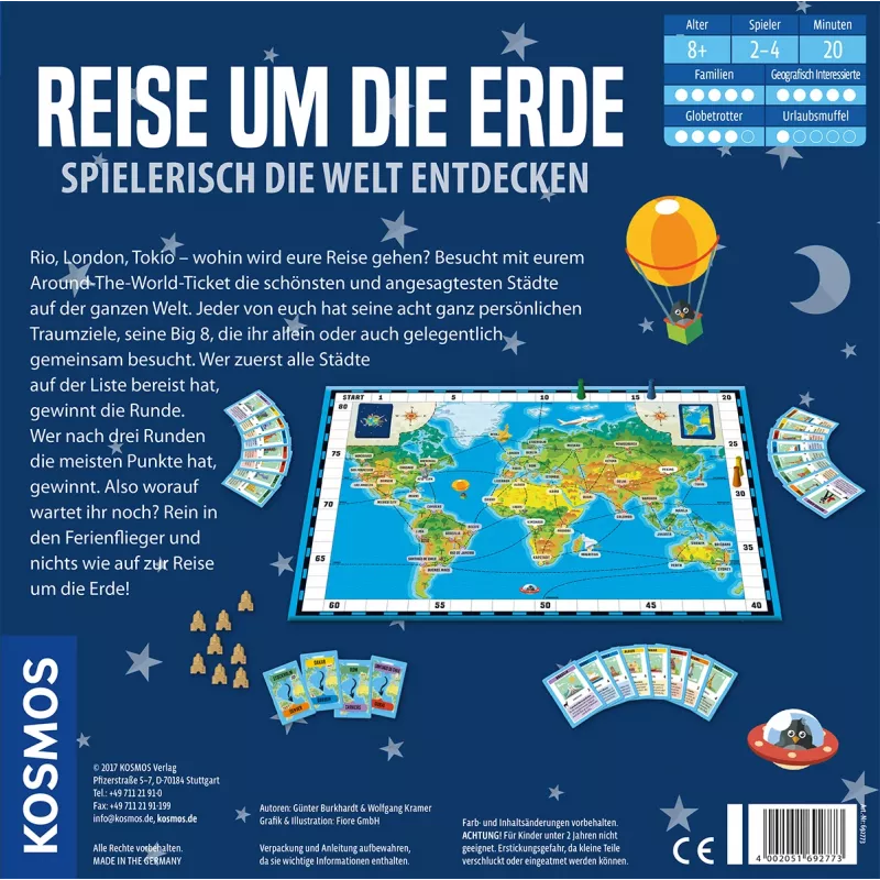 Kosmos Reise um die Erde – Ceļojums apkārt pasaulei galda spēle