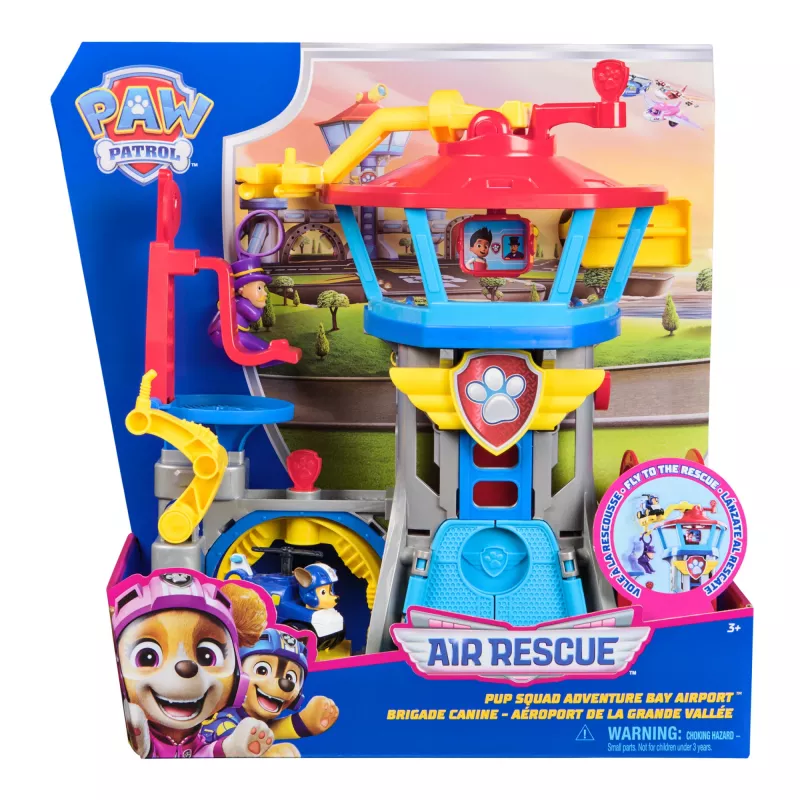 PAW Patrol : Air Rescue, Pup Squad Adventure Bay Lidostas rotaļu komplekts ar Chase automašīnu un transportlīdzekļa palaidēju, bērnu rotaļlietas zēniem un meitenēm no 3 gadiem