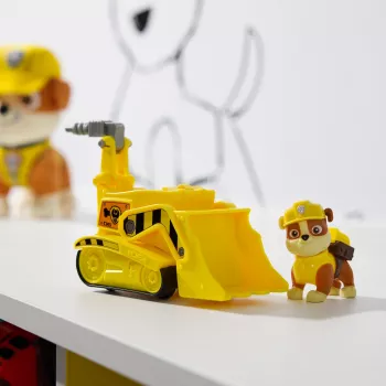 PAW Patrol Rubble Bulldozer Rotaļlietu Kravas Auto ar Kolekcionējamu Figūriņu, Ilgtspējīgi Oriģinētas Bērnu Rotaļlietas Zēniem un Meitenēm no 3 Gadiem