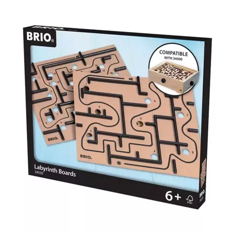 Koka labirinta galda spēle Ravensburger BRIO Labyrinth Boards, melna, 273×228×9 mm, vecums 6+
