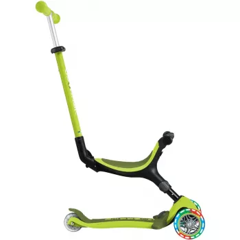 Pusējs skrejritenis GLOBBER Go-Up Active Lights — regulējams augstums, LED gaismas, laima krāsa