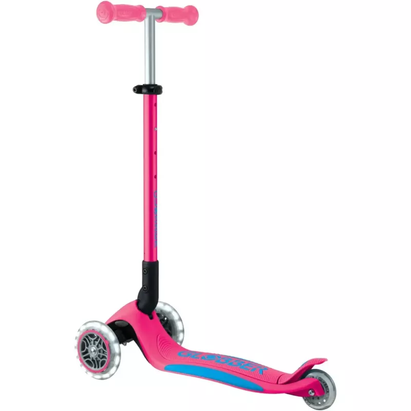 Saliekams skrejritenis GLOBBER Primo Foldable Plus Lights — rozā/gaiši zils