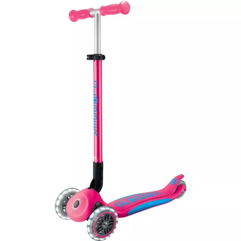 Saliekams skrejritenis GLOBBER Primo Foldable Plus Lights — rozā/gaiši zils