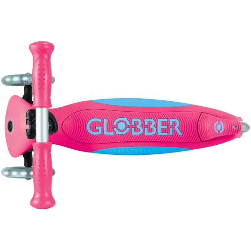 Saliekams skrejritenis GLOBBER Primo Foldable Plus Lights — rozā/gaiši zils