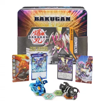 Spinmaster Bakugan Baku-Tin Sectanoid – Kolekcionāra uzglabāšanas skārda kārba ar noslēpuma Bakugan, tirdzniecības kārtīm, rotaļlietām zēniem no 6 gadu vecuma