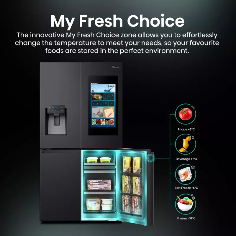 Hisense RQ760N4IFE brīvstāvošs vairāku durvju ledusskapis, 577 L, melns
