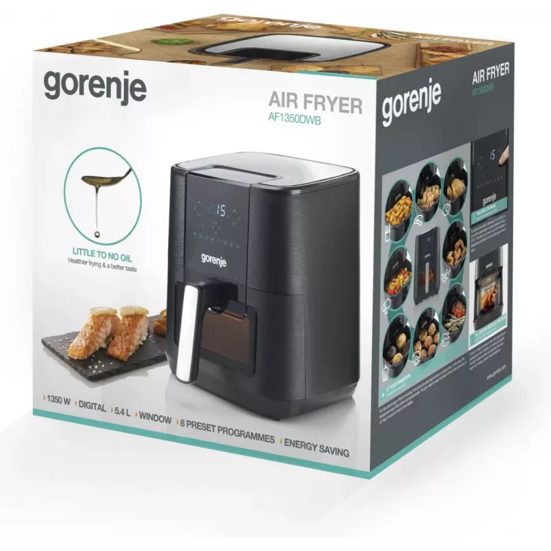 Gorenje AF1350DWB Karstā gaisa fritieris, 5.4 L, 1350 W, melns