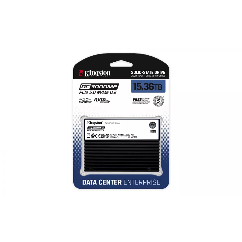 Kingston Technology 15.36TB DC3000ME U.2 PCIe 5.0 NVMe TCG Opal Enterprise SSD