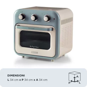 Ariete 4632 Gaisa fritējs un cepeškrāsns Vintage, 1400W, 2in1, Tilpums 16L, Piederumi iekļauti, Taimeris 60 minūtes, Dubultstikls, zils