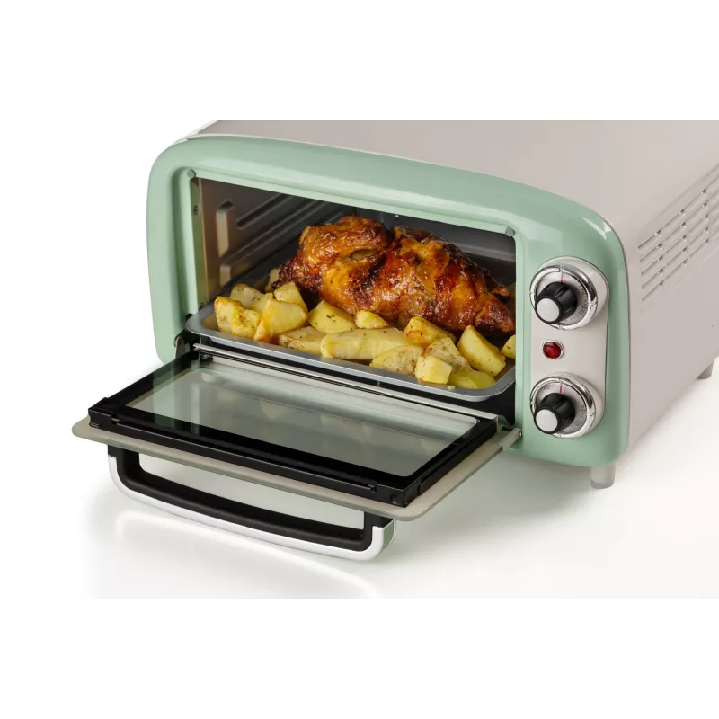 Ariete 3919 Elektriskā cepeškrāsns Vintage, 800W, 10L, dubultstikls, retro, zaļa