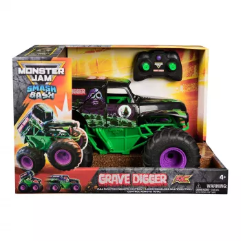 Monster Jam Smash & Bash Grave Digger attālvadības briesmonis, mērogs 1:15, salabojams, iekštelpām un ārā, 4+ gadi