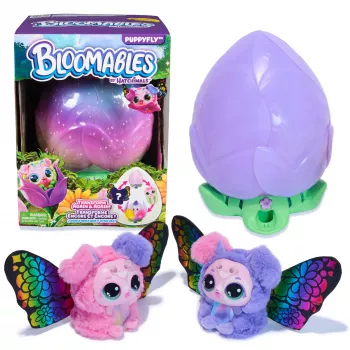 Hatchimals Bloomables Puppyfly Pārsteiguma Interaktīvā Rotaļlieta ar Ziedu, Atkārtojama Atvēršana un Pārveidošanās, 100+ Skaņas un Reakcijas (Stili Atšķiras)
