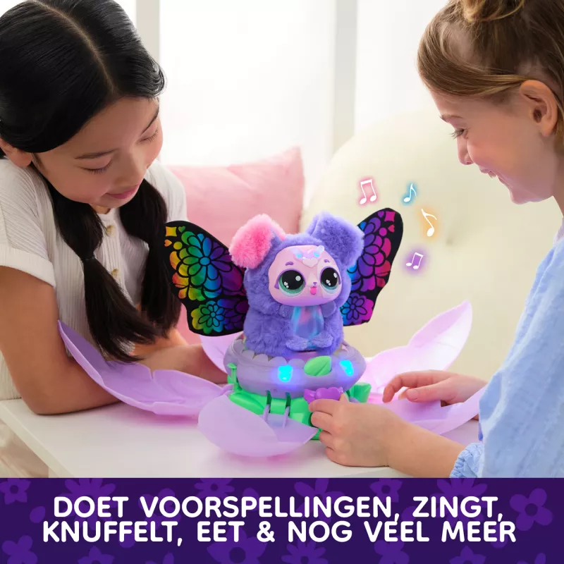 Hatchimals Bloomables Kittyfly Pārsteiguma Rotaļlieta, Interaktīvs Plīšs ar Atkārtotu Dubulto Atklāšanu, vairāk nekā 100 Skaņu un Reakciju Lomu Spēlēm (Stili Atšķiras), Elektronisks Mājdzīvnieks Bērniem no 5 Gadiem