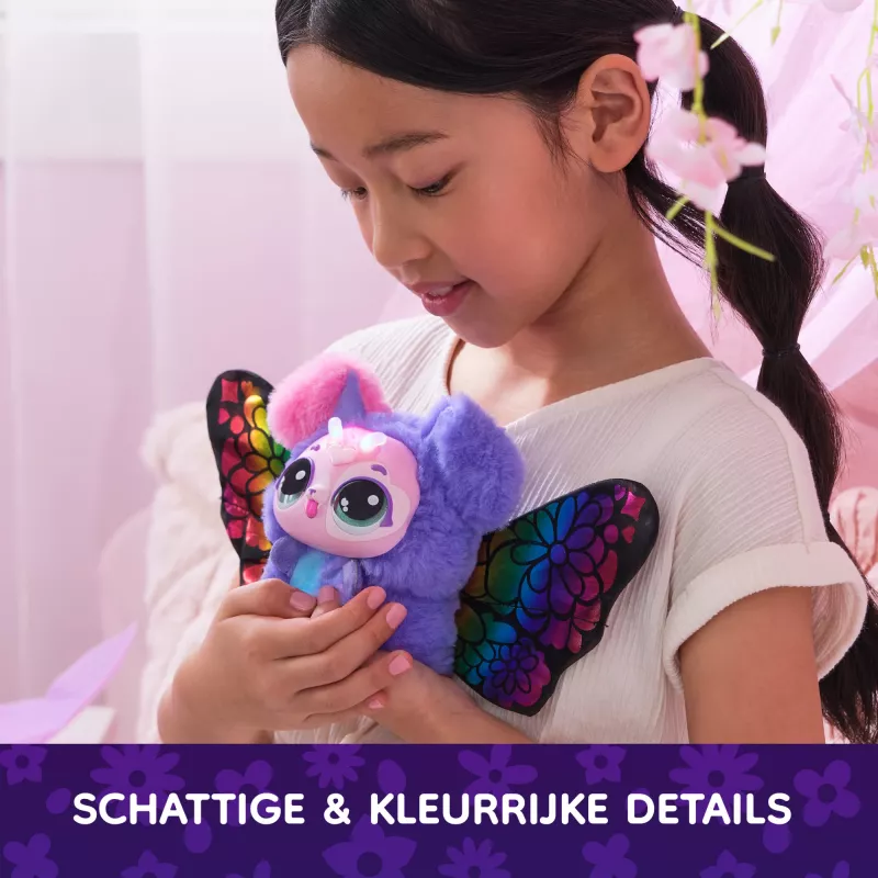 Hatchimals Bloomables Kittyfly Pārsteiguma Rotaļlieta, Interaktīvs Plīšs ar Atkārtotu Dubulto Atklāšanu, vairāk nekā 100 Skaņu un Reakciju Lomu Spēlēm (Stili Atšķiras), Elektronisks Mājdzīvnieks Bērniem no 5 Gadiem