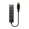 Lindy 43324 USB 3.0 centrmezgls ar 4 portiem, USB 3.2 Gen 1 Type-A, 5 Gbit/s, iebūvēts kabelis, alumīnijs/plastmasa, melns