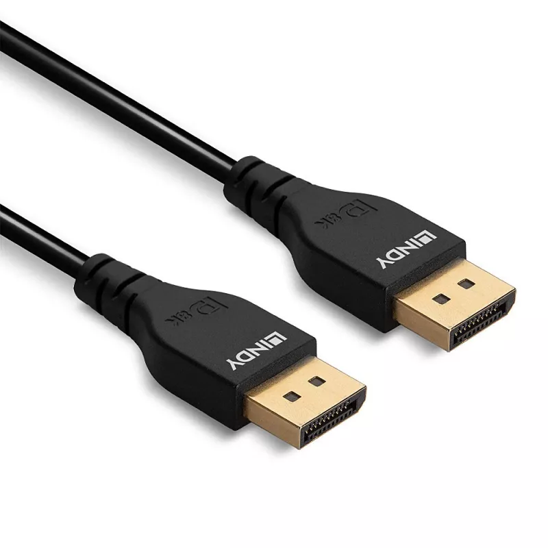 Lindy 1m Slim DisplayPort 1.4 kabelis, 1 m, DisplayPort, DisplayPort, tēviņš, tēviņš, 7680 x 4320 pikseļi
