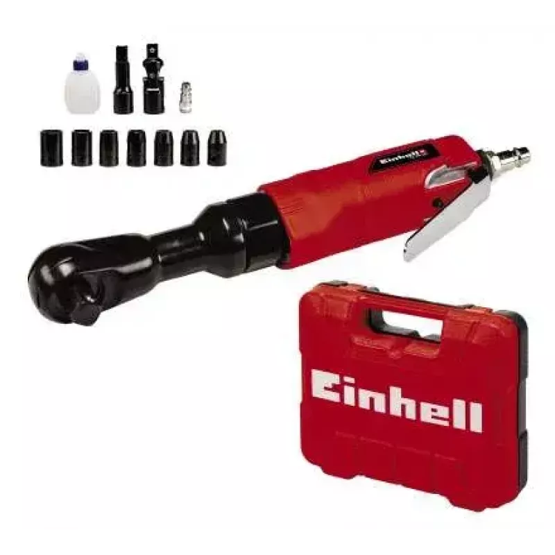 Einhell TC-PR 68 pneimatiskā ratčeta uzgriežņu atslēga, 1/2", 68 Nm, 6,3 bar, M10, komplektā 7 galvas un kofers, sarkana/melna