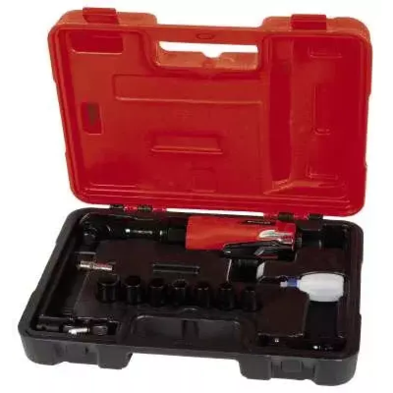 Einhell TC-PR 68 pneimatiskā ratčeta uzgriežņu atslēga, 1/2", 68 Nm, 6,3 bar, M10, komplektā 7 galvas un kofers, sarkana/melna