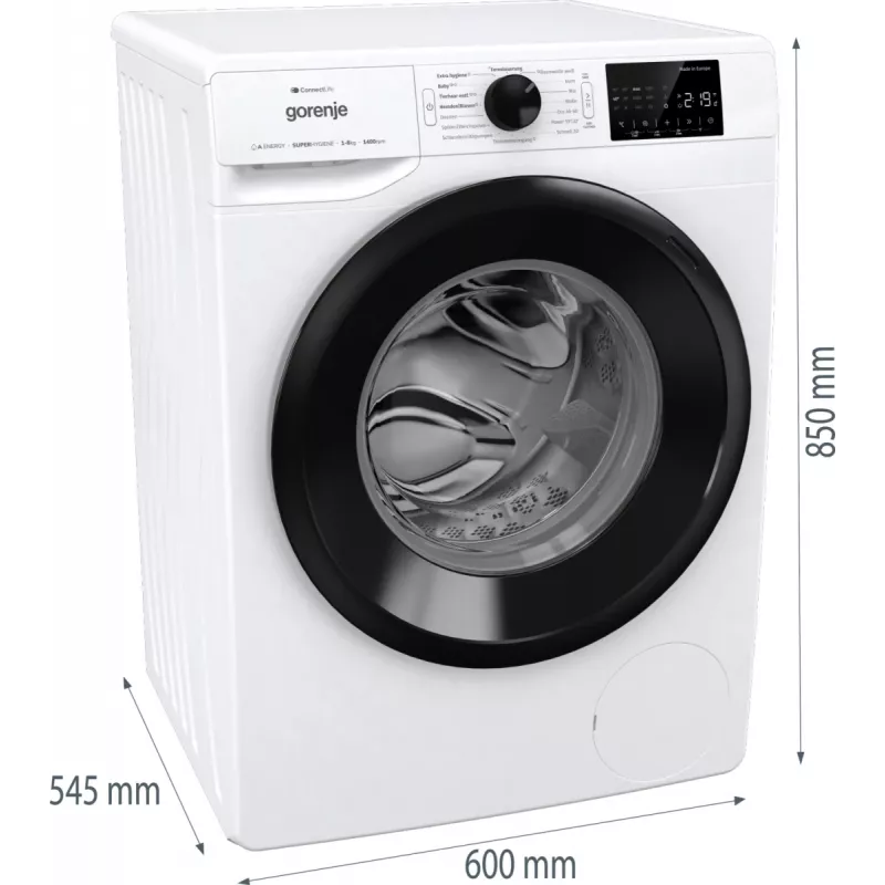 Gorenje WPNEI84A1TS veļas mazgājamā mašīna, priekšējā ielāde, 8 kg, 1400 apgr./min, balta