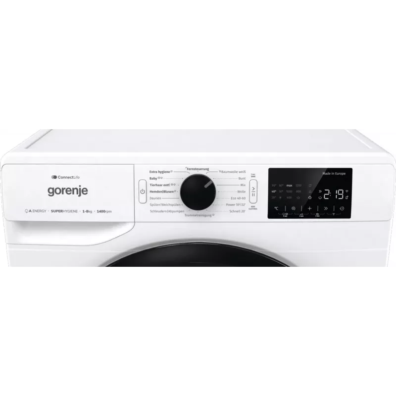 Gorenje WPNEI84A1TS veļas mazgājamā mašīna, priekšējā ielāde, 8 kg, 1400 apgr./min, balta