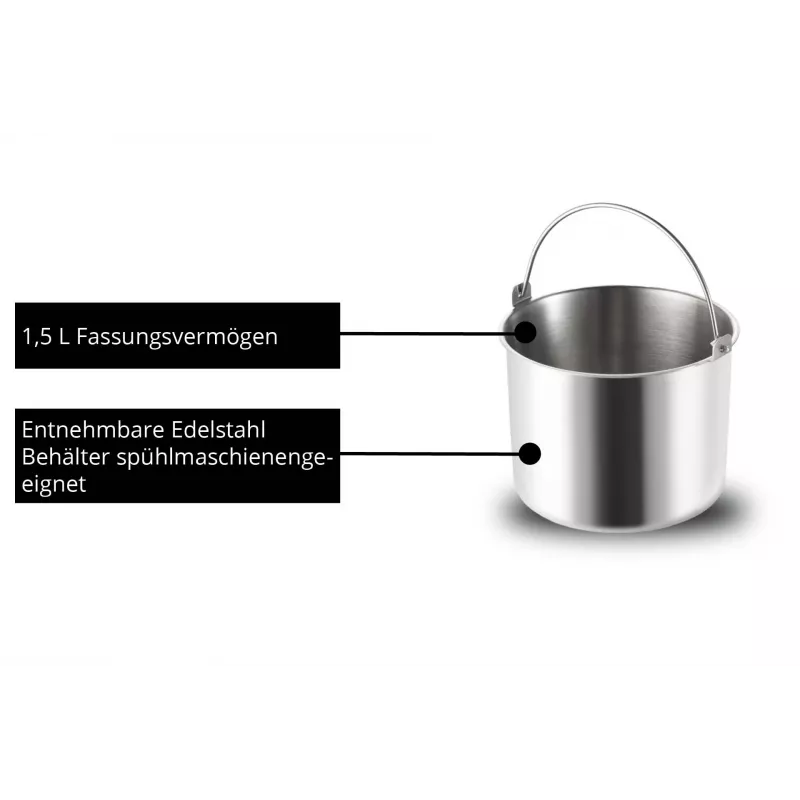 Unold 48826 EVA saldējuma un jogurta automāts ar kompresoru, 1,5 L, 120 W, melns, nerūsējošs tērauds