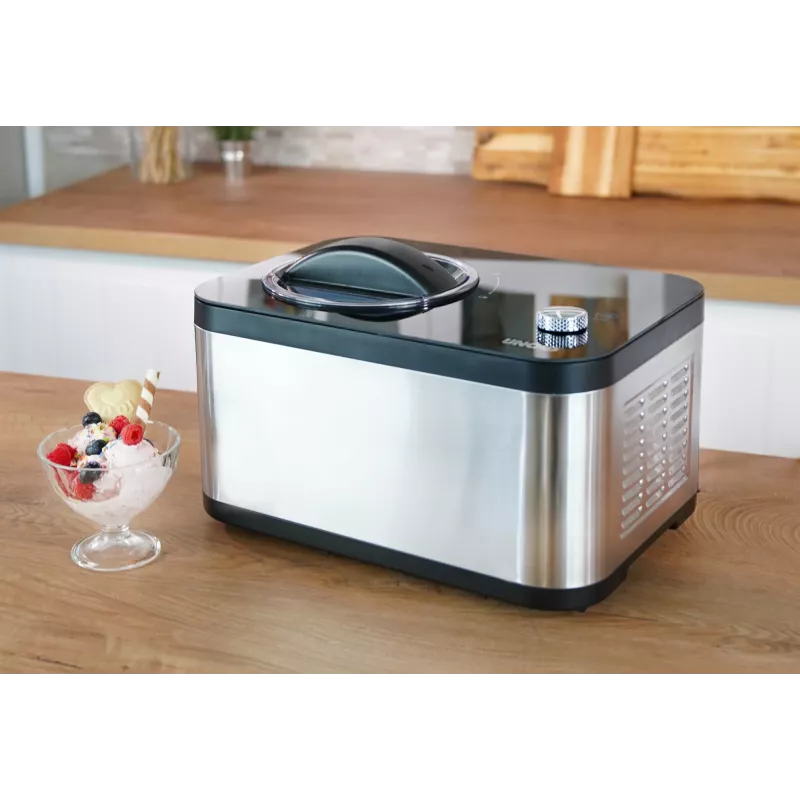 Unold 48826 EVA saldējuma un jogurta automāts ar kompresoru, 1,5 L, 120 W, melns, nerūsējošs tērauds