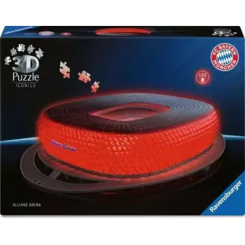 3D Puzle Ravensburger Iconics Allianz Arena ar apgaismojumu, 216 gabali