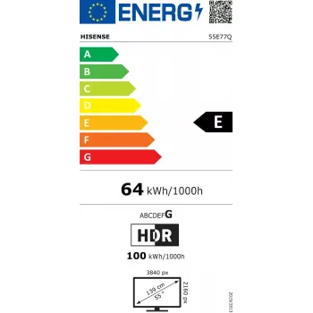 Hisense 55E77Q 55 collu (139,7 cm) 4K Ultra HD QLED Smart TV, melns