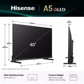 Hisense 40A5Q 101.6 cm (40 collu) Full HD QLED Smart TV Melns