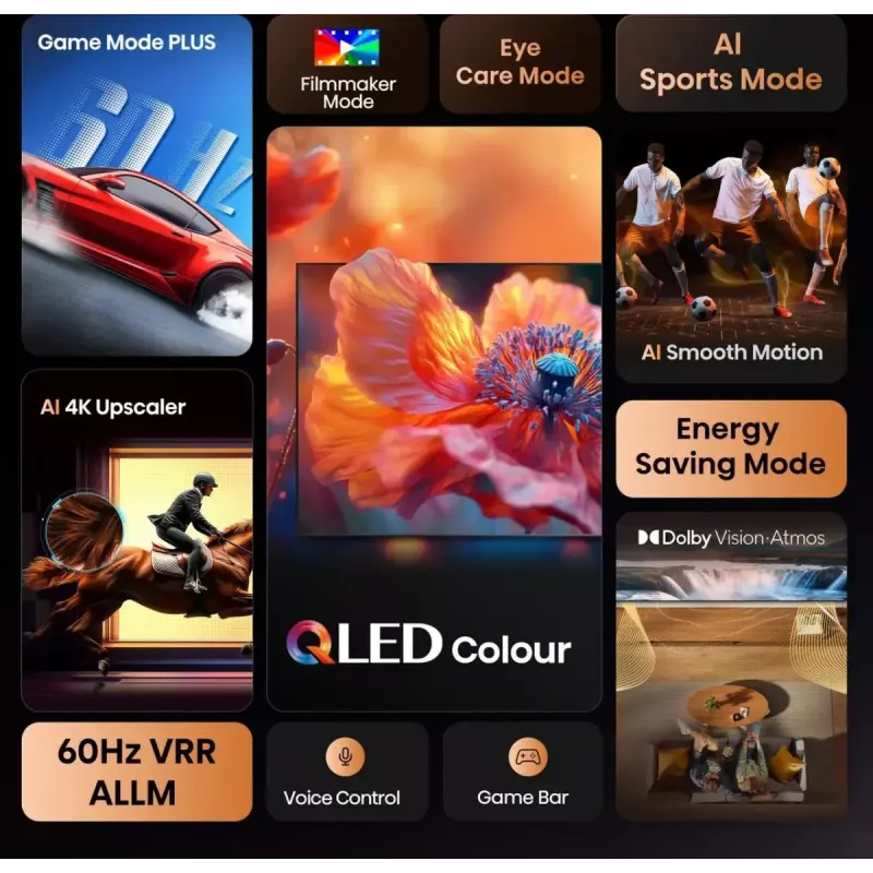 Hisense 43E77Q 43 collu (109 cm) 4K Ultra HD QLED Smart TV, melns