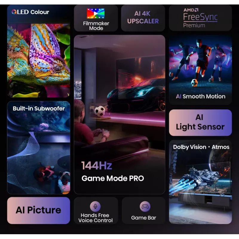 Hisense 100E7Q PRO 2.54 m (100 collu) 4K Ultra HD Smart TV Wi-Fi Melns