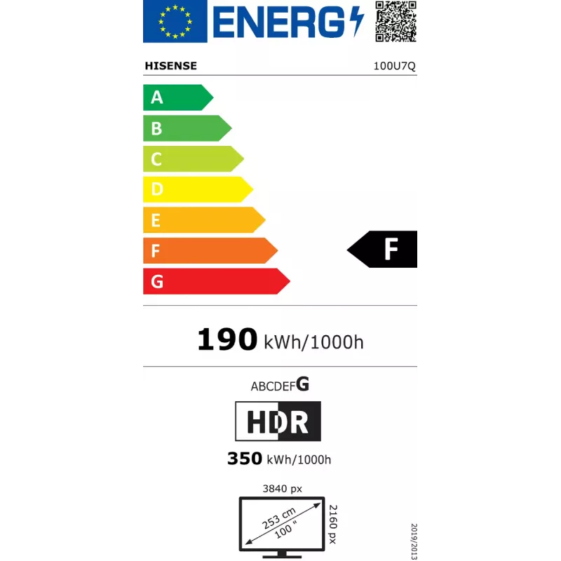 Hisense 100U7Q 2,54 m (100 collu) 4K Ultra HD Smart TV Wi-Fi Melns