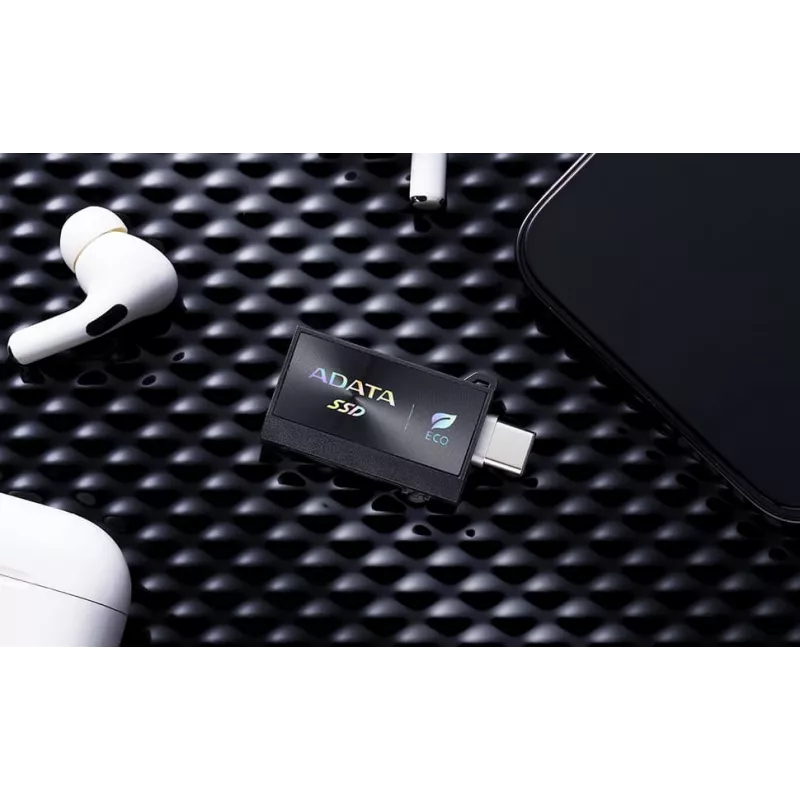 Ārējais SSD ADATA SC730 1 TB, USB Type-C 3.2 Gen 2, 600/600 MB/s, Melns, Plastmasas korpuss